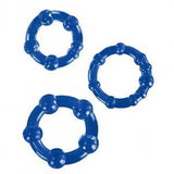 Stay Hard Beaded Cockrings 3pc - Blue