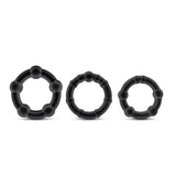 Stay Hard Beaded Cock rings 3pc - Black