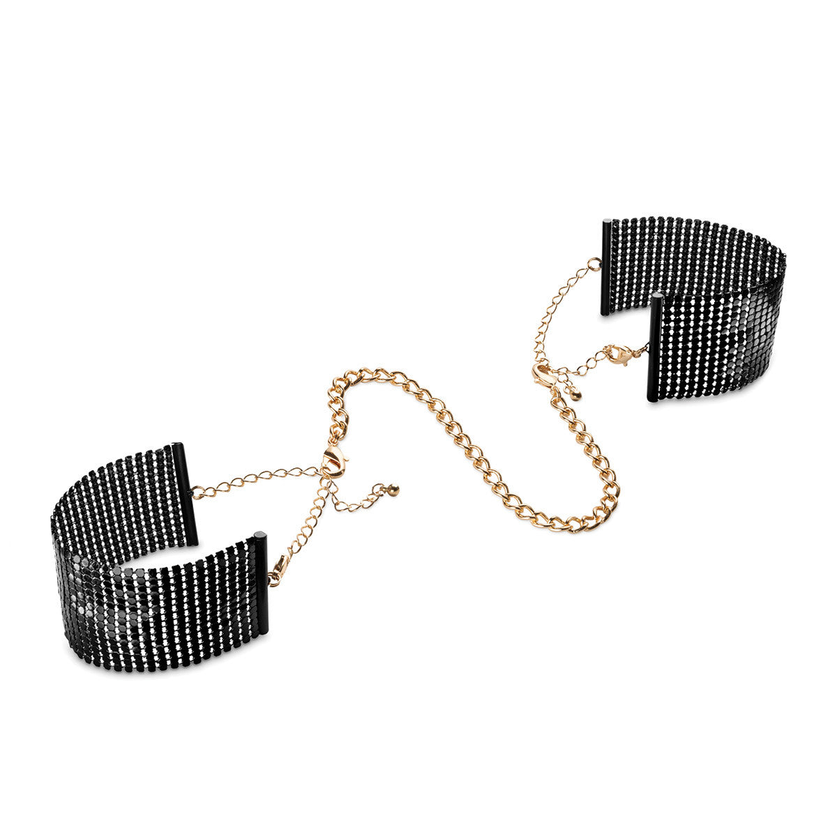 Desir Metallique Mesh Handcuffs : Black - Condom-USA
