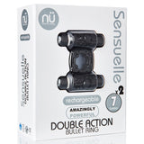 Nu Sensuelle Double Action Bullet Ring 7 Function Rechargeable Vibrating Cockring - Black