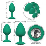 Cheeky Gems 3 Piece Set Green Anal Plugs