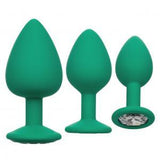 Cheeky Gems 3 Piece Set Green Anal Plugs