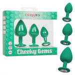 Cheeky Gems 3 Piece Set Green Anal Plugs
