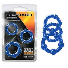 Stay Hard Beaded Cockrings 3pc - Blue