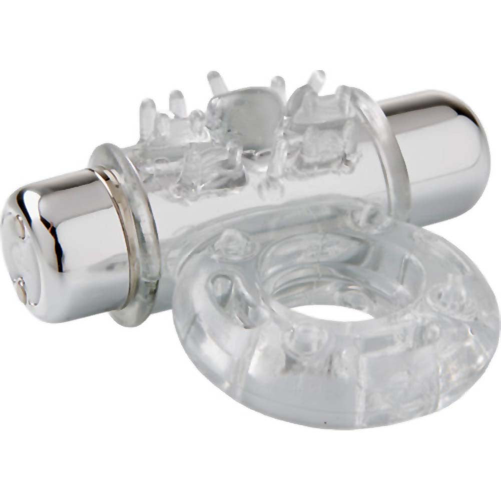Nu Sensuelle Bullet Ring 7 Function Rechargeable Vibrating Cockring, Clear - Condom-USA
- 1