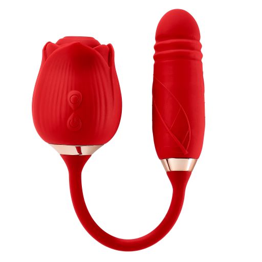 Rose Plus with Thrusting Pleasure Stem - Red Condom USA Rose Plus with Thrusting Pleasure Stem - Red Condom USA