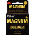 Preservativos Trojan Magnum Ribbed- Paquete de 3 - Condom-USA