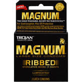 Trojan Magnum condoms Ribbed- 3 pack - Condom-USA