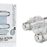 Nu Sensuelle Double Action Bullet Ring 7 Function Rechargeable Vibrating Cockring, Clear - Condom-USA
- 1