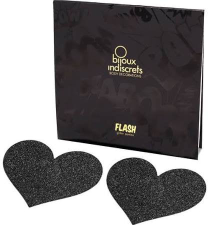 Bijoux Indiscrets Flash Heart Pastie - Black - Condom-USA
