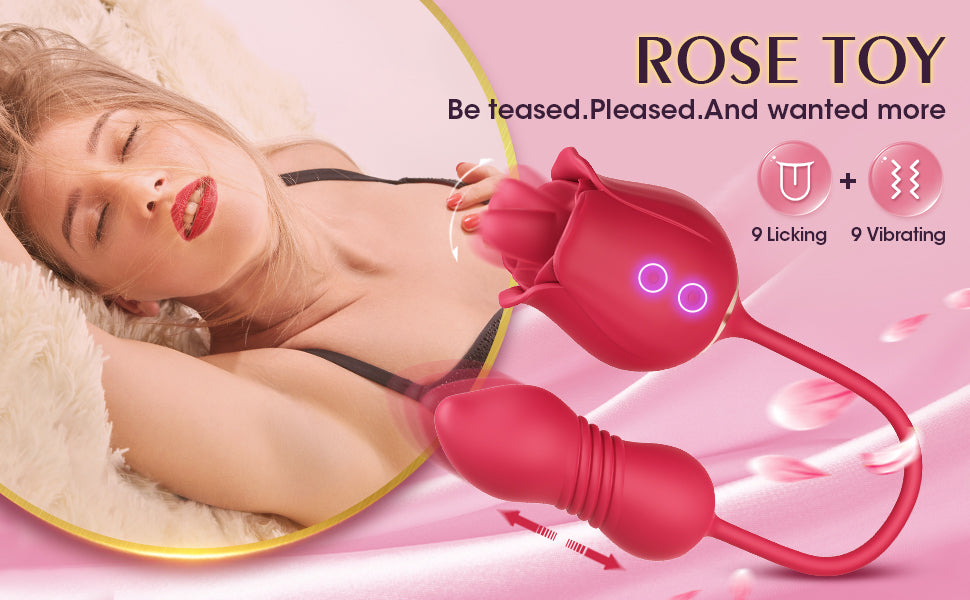 ROSE PLUS WITH THRUSTING PLEASURE STEM - RED