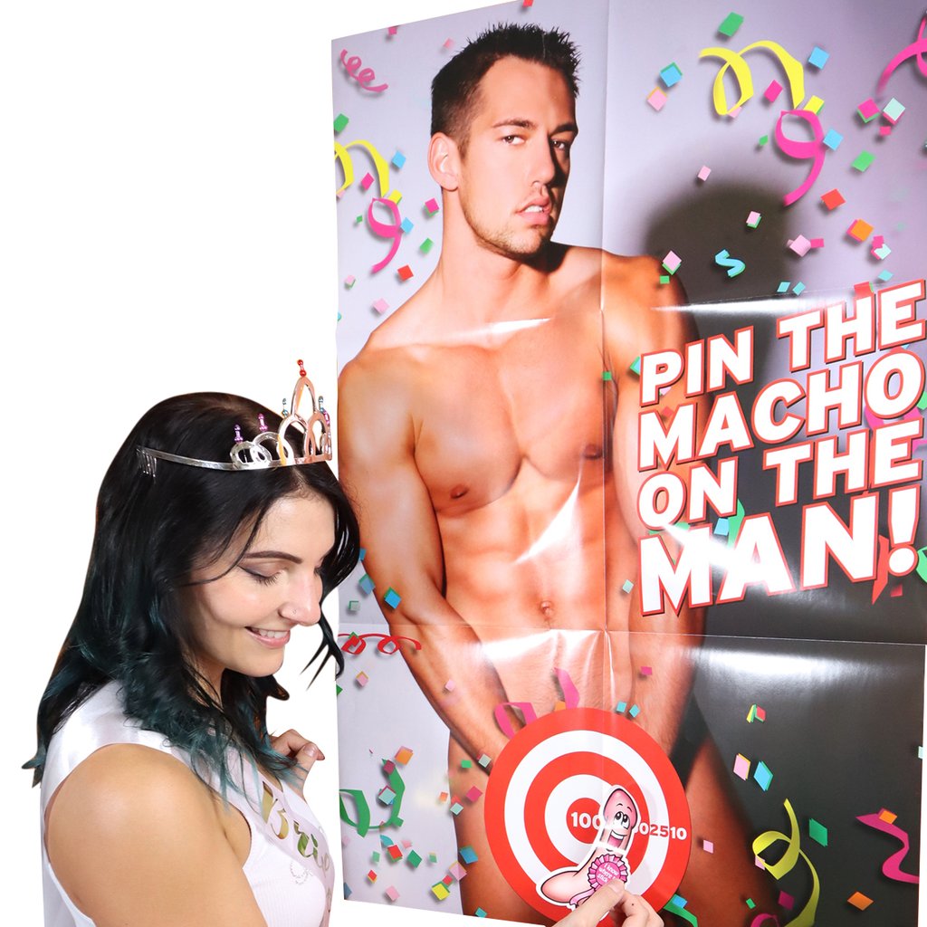 How to play the Bachelorette Party Game - Pin the Macho on the Man
