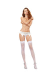 Sheer Lace Up Thigh High White O/S