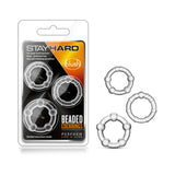 Stay Hard Beaded Cock rings 3pc - Clear