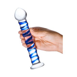 GLAS Blue Spiral Glass Dildo