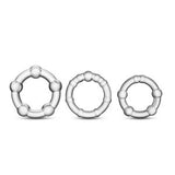 Stay Hard Beaded Cock rings 3pc - Clear