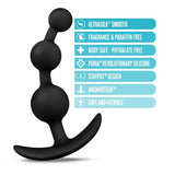 Anal Adventures Platinum Silicone Small Anal Beads Plug Black