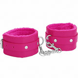 Plush Leather Handcuffs - Pink