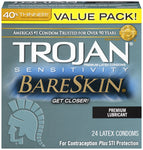 TROJAN BARESKIN LUBRICATED CONDOMS - 24PK