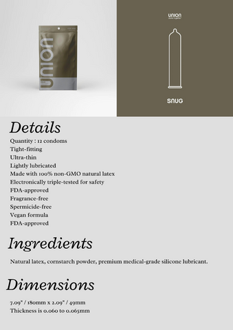 UNION The Snug 49mm ultra-thin latex condoms, 12 pack