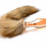 FRISKY ORANGE GLASS BUTT PLUG WITH FOX TAIL