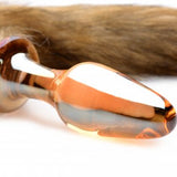 FRISKY ORANGE GLASS BUTT PLUG WITH FOX TAIL