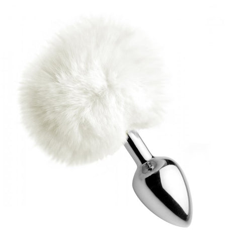 Fluffy Bunny Tail Plug - White/Pink