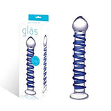 GLAS Blue Spiral Glass Dildo