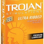 Trojan Condom Stimulations Ultra Ribbed Lubricated -12 Packs - Condom-USA
