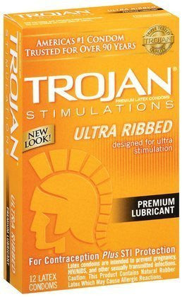 Trojan Condom Stimulations Ultra Ribbed Lubricated -12 Packs - Condom-USA
