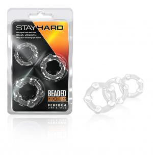 Stay Hard Beaded Cockrings 3pc - Clear