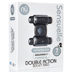 Nu Sensuelle Double Action Bullet Ring 7 Function Rechargeable Vibrating Cockring - Black