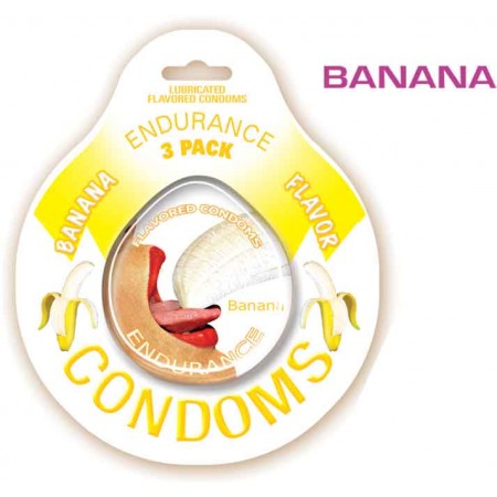Endurance Banana Flavored Condoms - 3pk