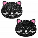 Kitty Cat Black Glitter Pasties - Condom-USA
