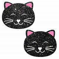 Kitty Cat Black Glitter Pasties - Condom-USA
