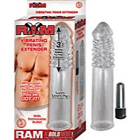 RAM VIBRATING PENIS EXTENDER - CLEAR - Condom-USA
