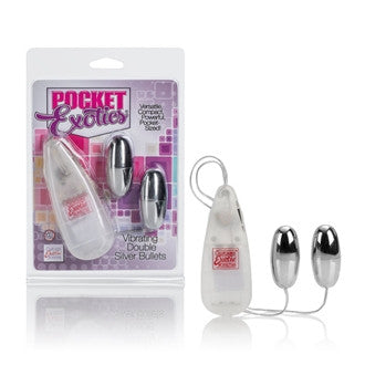 Pocket ExoticsŒ¬ Vibrating Double Silver Bullets - Condom-USA - 1