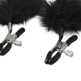 Sex And Mischief Feathered Nipple Clamps -Black