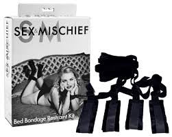 Sex And Mischief Bed Bondage Restraint Kit- Black - Condom-USA
 - 2