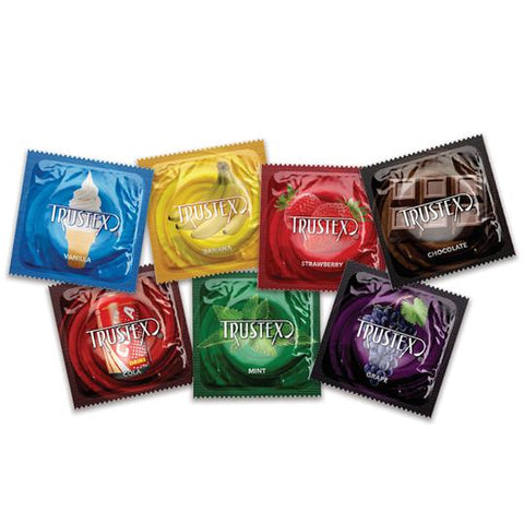 Trustex Assorted Flavors Lubricated Condoms - Case of 1,000
