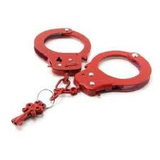 FETISH FANTASY DESIGNER RED METAL HANDCUFFS - Condom-USA
 - 1