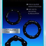 Stay Hard Beaded Cockrings 3pc - Black