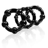 Stay Hard Beaded Cockrings 3pc - Black