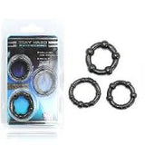 Stay Hard Beaded Cockrings 3pc - Black