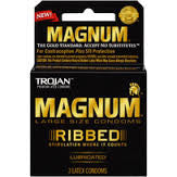 Trojan Magnum condoms  Ribbed- 3 pack - Condom-USA