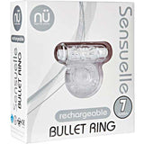 Nu Sensuelle Bullet Ring 7 Function Rechargeable Vibrating Cockring, Clear - Condom-USA - 2