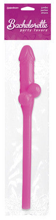 Jumbo  Pecker Sucking Straws 11-Inch, Pink - Condom-USA