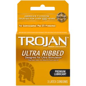 Trojan Ultra Ribbed Latex Condoms 12pk