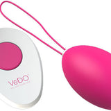 Vedo Peach Remote Control 10-Function Rechargeable Vibrating Egg Into You -Foxy Pink